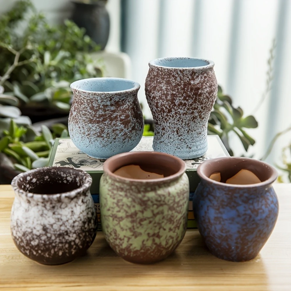 10Pcs Random Color Retro Ceramic Flower Pot Blind Box Irregular Succulent Planter Creative Herb Plant Pot Home Garden Art Cerami