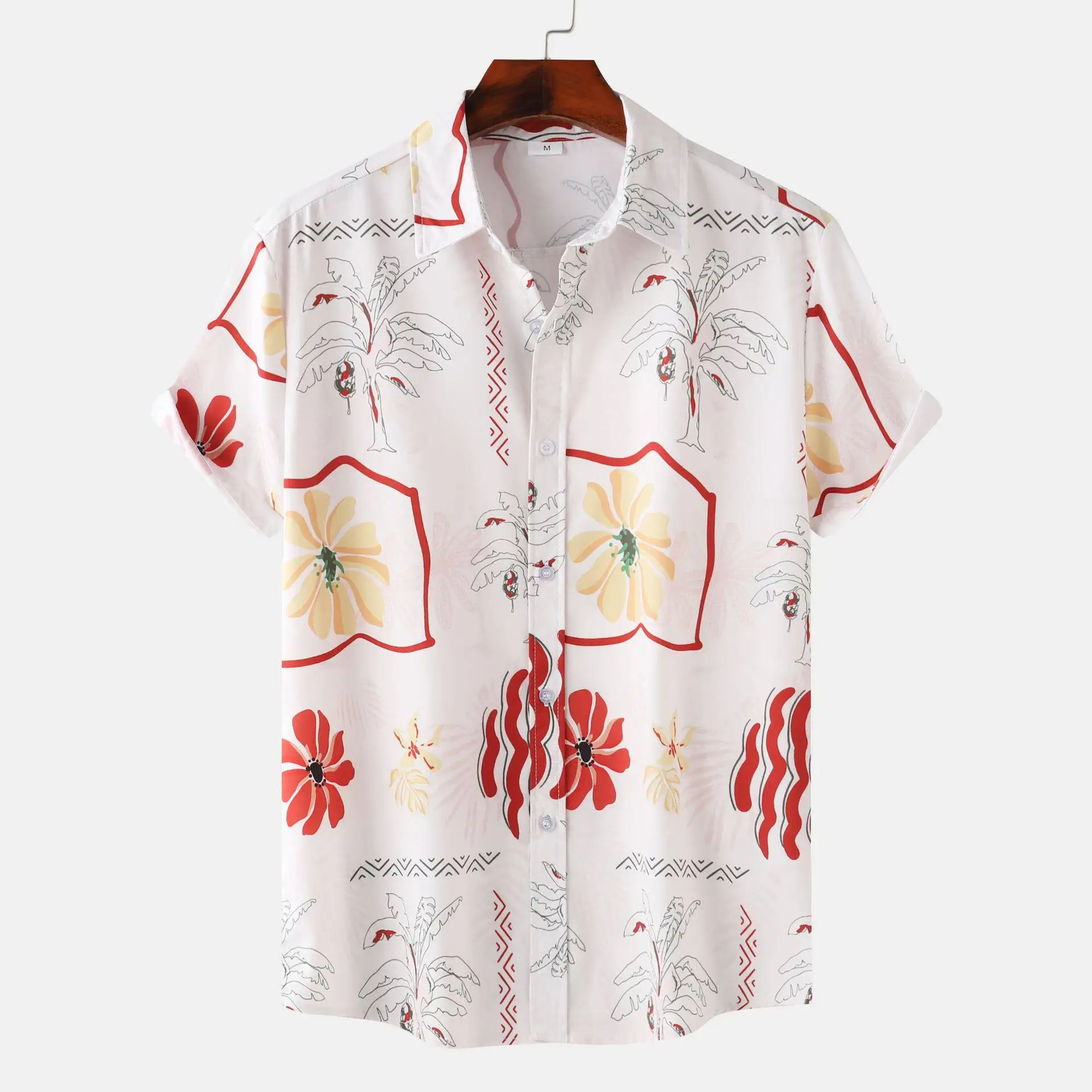 Summer Classic Retro Check 3D Print Casual Shirt - Men's Daily Commuting Beach-Friendly Short-Sleeved Shirt - Hawaiian