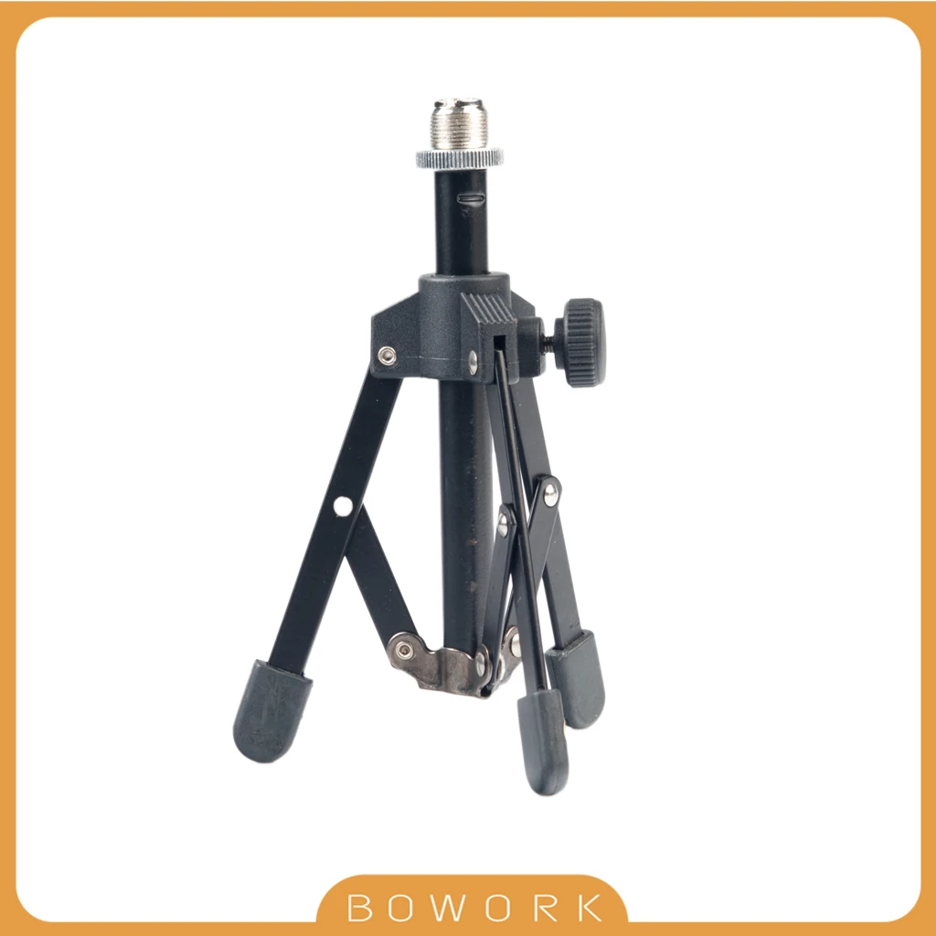 Mini Foldable Mic Stand Holder Desktop Tabletop Tripod Microphone Stand For Meetings Lectures Speaking Non-slip Rubber Feet NEW