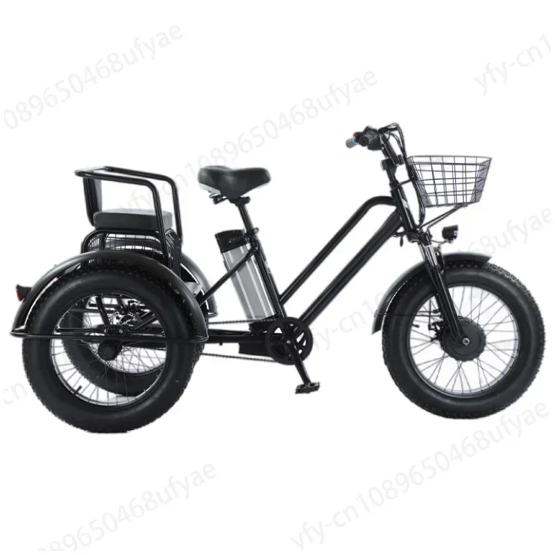 Passenger Seat for Adult 48v 500w Powerful Lithium Battery Removable 20 Inch Electric Bike 3 Wheeled Electric Tricycle With