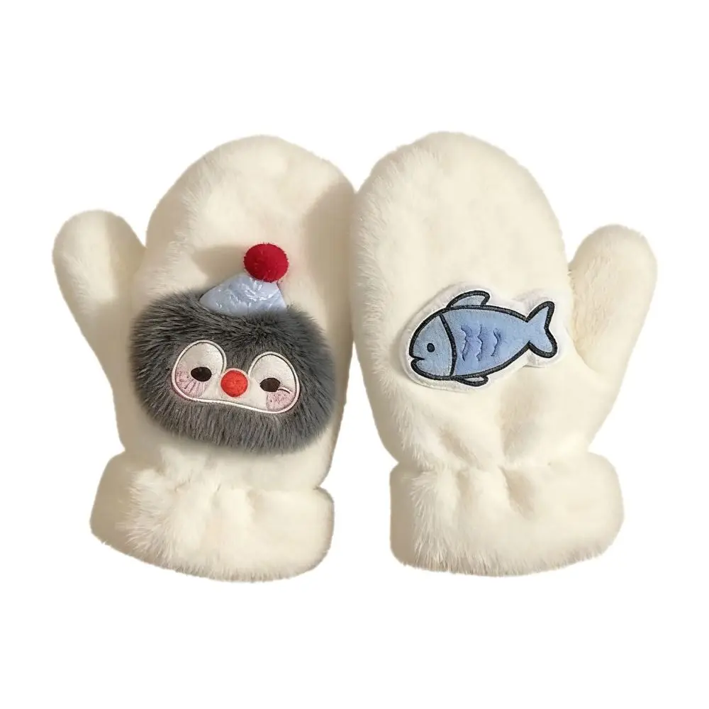 Cute Penguin Gloves with Ropes Cold Protection Full Finger Mitten Windproof Soft Skiing Gloves Outdoor