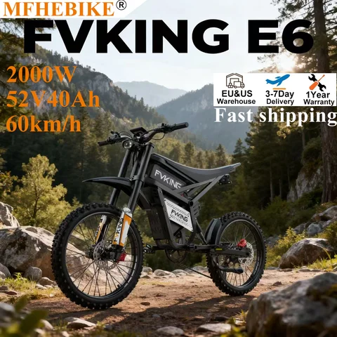 E-bike E6 mountain Off-Road Electric Motorcycle, 20AHDual Battery Electric Bike, ,25-inch tires，37 mph, Dual Hydraulic Brakes