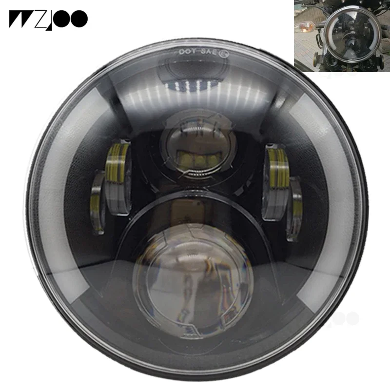 

WZJOO 7 "светодиодные фары для мотоцикла 7-дюймовый круглый мотоцикл дальнего света DRL указатель поворота Halo Ring угловые глаза