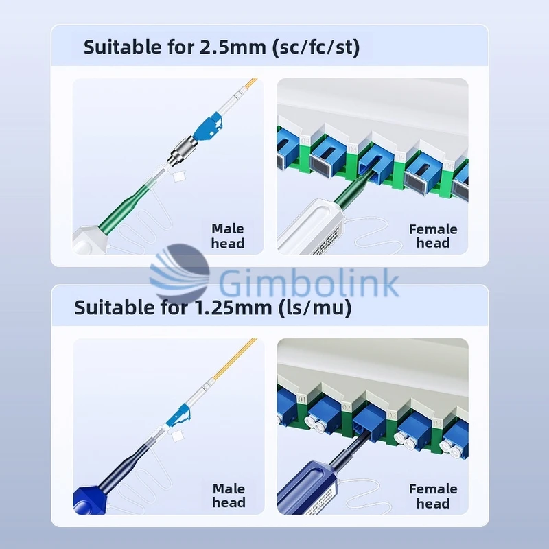 قلم تنظيف الألياف البصرية LC/MU 1.25 مللي متر تنظيف بنقرة واحدة SC/FC/ST 2.5 مللي متر أدوات تنظيف الألياف منظف موصل الألياف البصرية