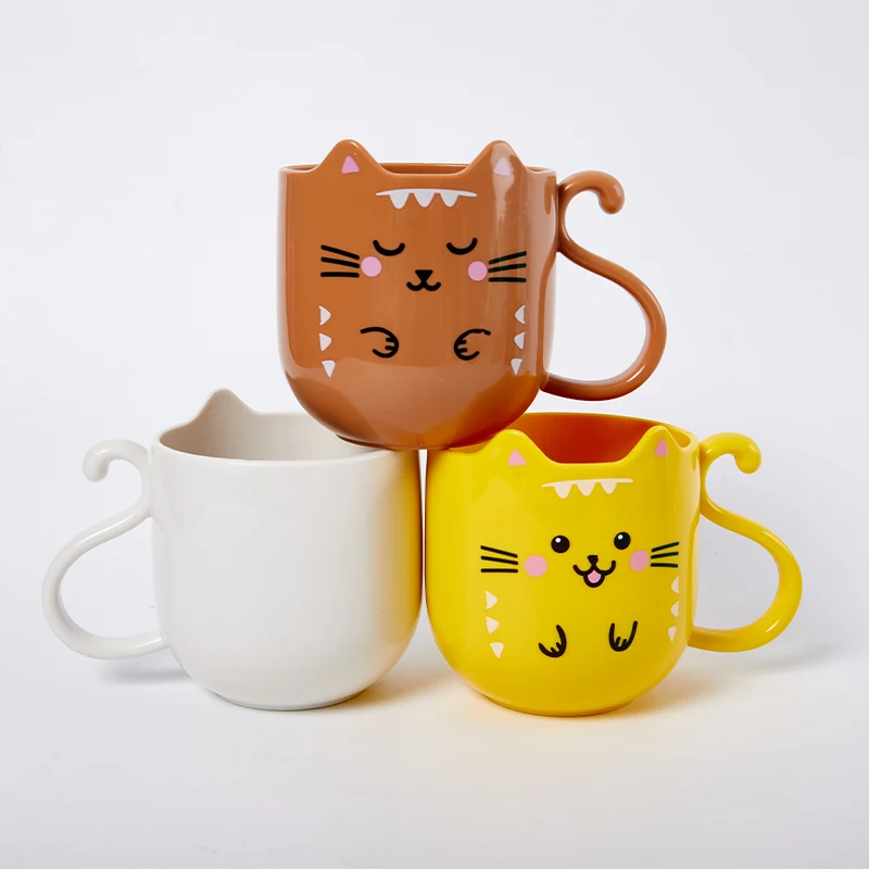 Cute Cat Mouthwash mug Toothbrush Cup Home Travel Cartoon Thickened Wash Cup Plastic mugs