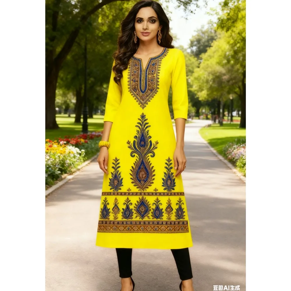 무슬림 쿠르트 캐주얼 패션 드레스 긴 소매 스트레이트 튜브 캐주얼 민족 꽃무늬 아바야 여성 무슬림 드레스 공작새 소매 아바야