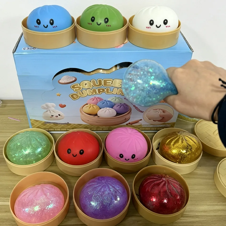 Giant Squishies Dumpling Bun Toy Slow Rising Glitter Dumpling Stress Ball Stress Relief Fidget Toy for Home Office Travel toy