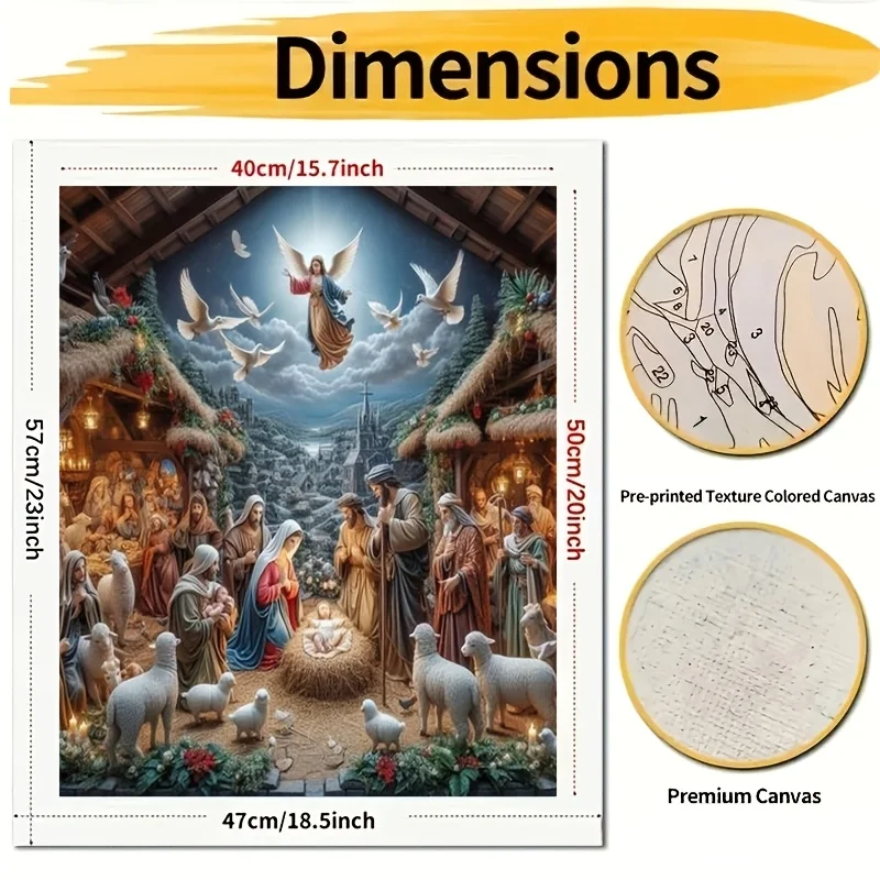 Professional Art Use A Set of Adult Digital Painting Supplies Featuring The Nativity Scene for Christmas, Designed for Beginners