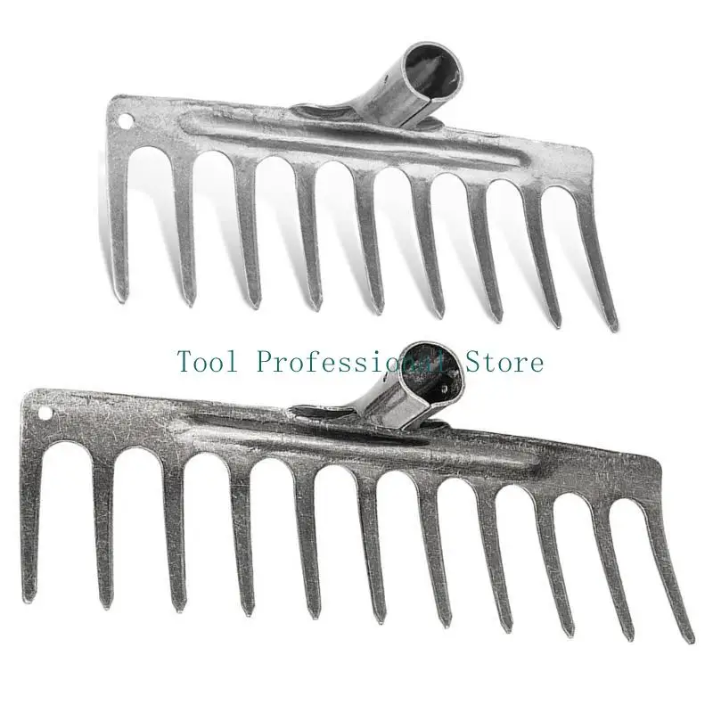 

57QF Heavy Duty Steel Garden Rakes without Handle with 11/9 Tines Manganese Steel Rakes for clearings & Aerating Mossy Lawns