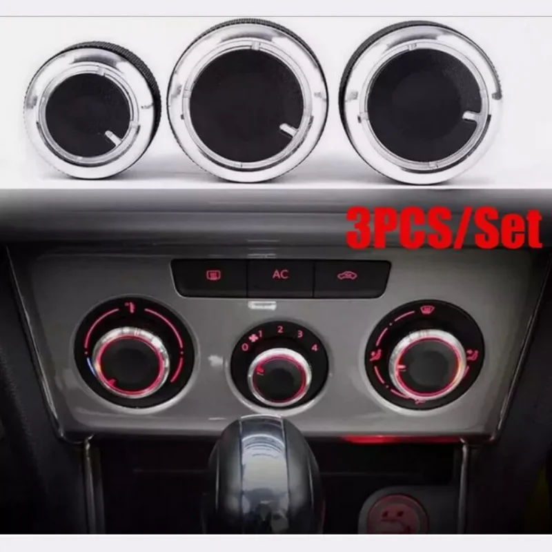 3pcs For Vw Jetta Golf 5 Mk5 Tiguan Touran Eos Bora Switch Knobs Heater Buttons Dials Heat Climate Control A/C Cover