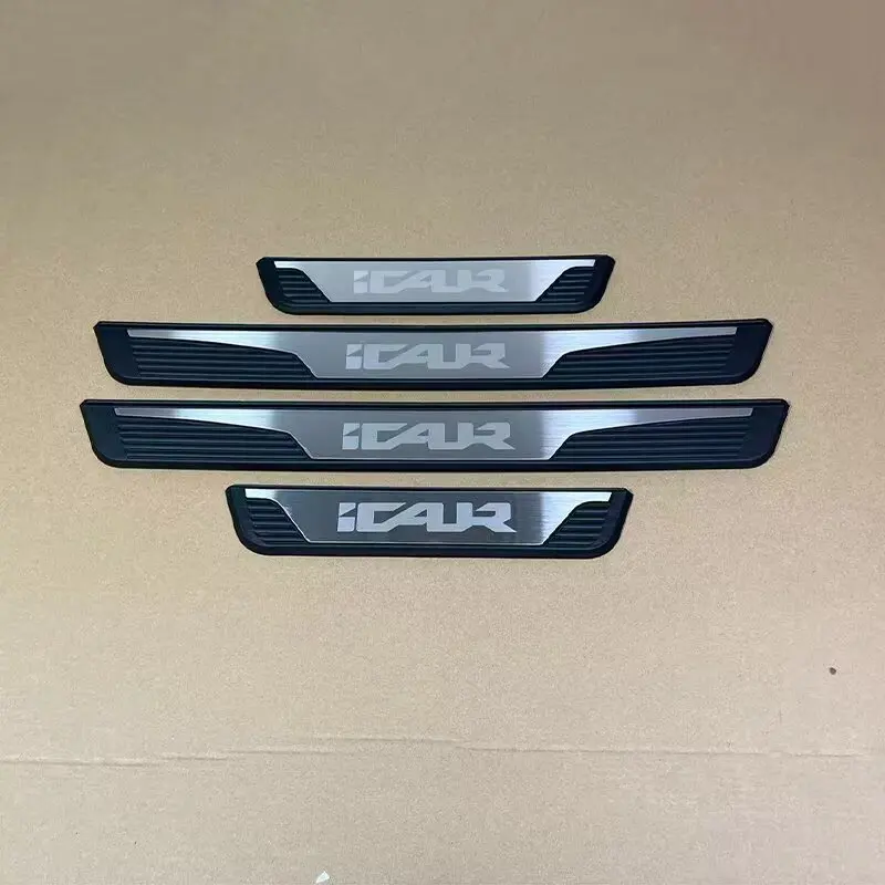 For Chery Icar V23 Icaur 2025 2026 2027 Auto Door Sill Pedal Shell Scuff Plate Trim Protector Sticker Car Styling Parts Supplies