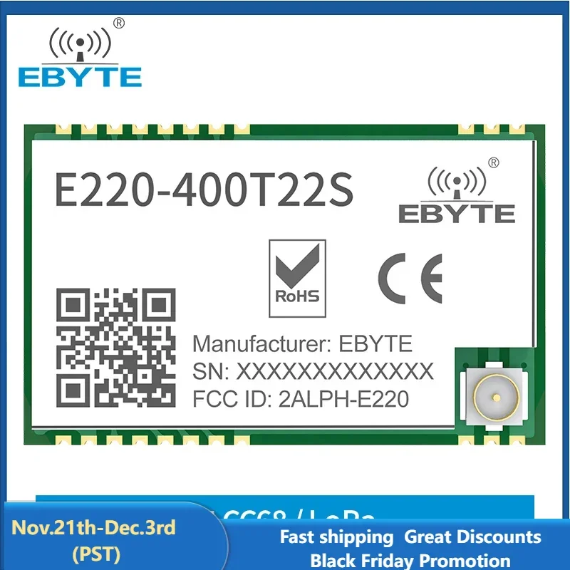 LLCC68 LoRa Module 433MHz 470MHz 22dBm Long Range IPEX/Stamp Hole UART WOR EBYTE E220-400T22S Wireless Transmitter Receiver