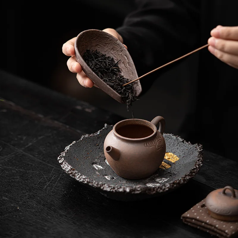 Hand-Kneaded Clay Tea Scoop Tea Shovel Tea Spoon Ceramic Six Gentlemen Accessories Kung Fu Incense Accessories