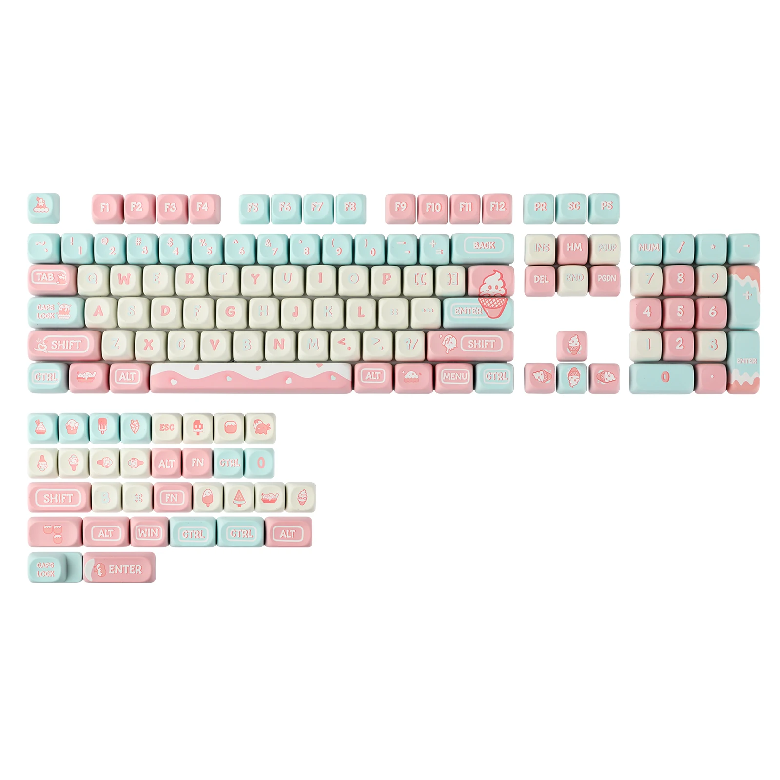 

KiiBOOM Ice Cream Dream 132 Keys Keycaps MOA Profile PBT Keycaps Set for Mechanical Gaming Keyboard