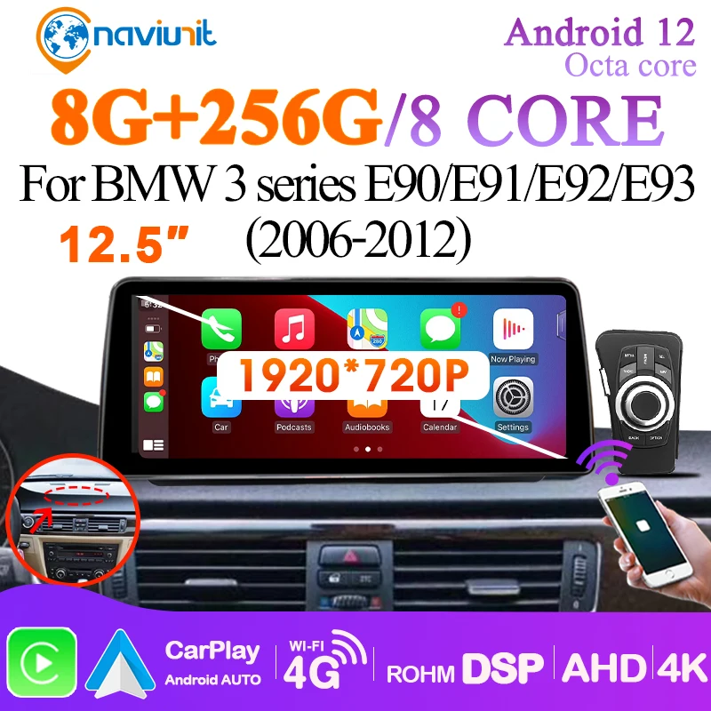 Wireless Carplay 2 din Android 12 Car Radio GPS SCREEN For BMW 3 Series E90 E91 E92 E93 Auto RADIOS Stereo 4G Multimedia Player