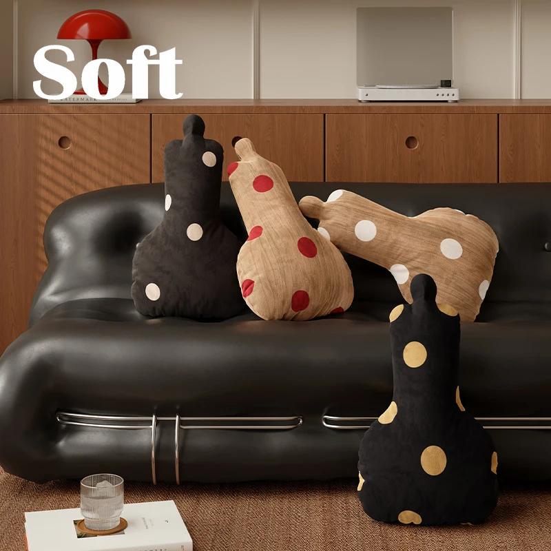 Bauhaus Style Wood Grain Removable Pillowcase Office Chair Backrest Creative Pillow Home Bedside Pillow Cover Square Shape