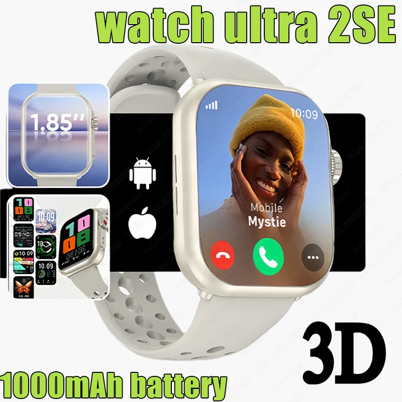 

Для Apple Watch Ultra 2 1000 мАч Смарт-часы Мужчины Женщины 1,85-дюймовый HD Полный сенсорный экран IP68 Водонепроницаемые Bluetooth-смарт-часы с вызовом