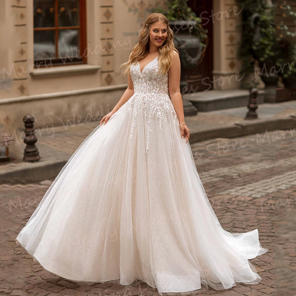 Sexy grazioso una linea abiti da sposa da donna affascinanti Appliques abiti da sposa in pizzo classico senza maniche Backless Vestidos De Novia