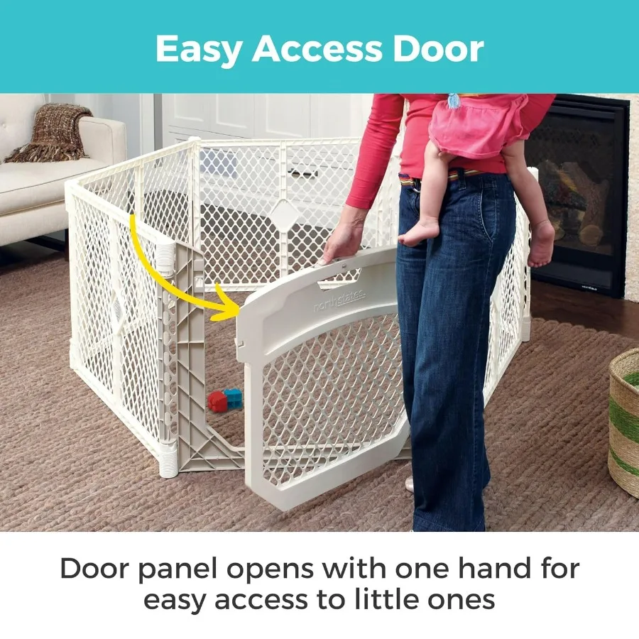 Superyard Ultimate Play Yard: box indipendente per bambini a 6 pannelli con porta per uso interno o esterno che impedisce fino a 18,5 quadrati F