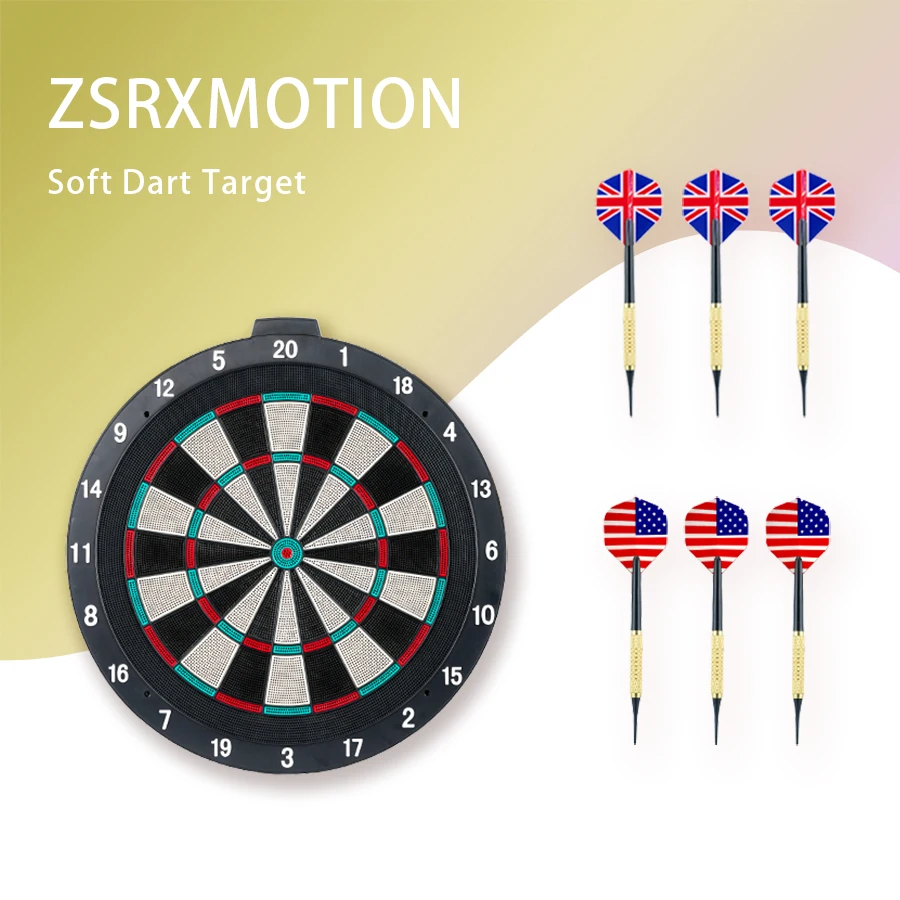 18-Inch Plastic Dart Board with 6 Beautiful Darts for Indoor and Outdoor Gaming Sports Safety Practice