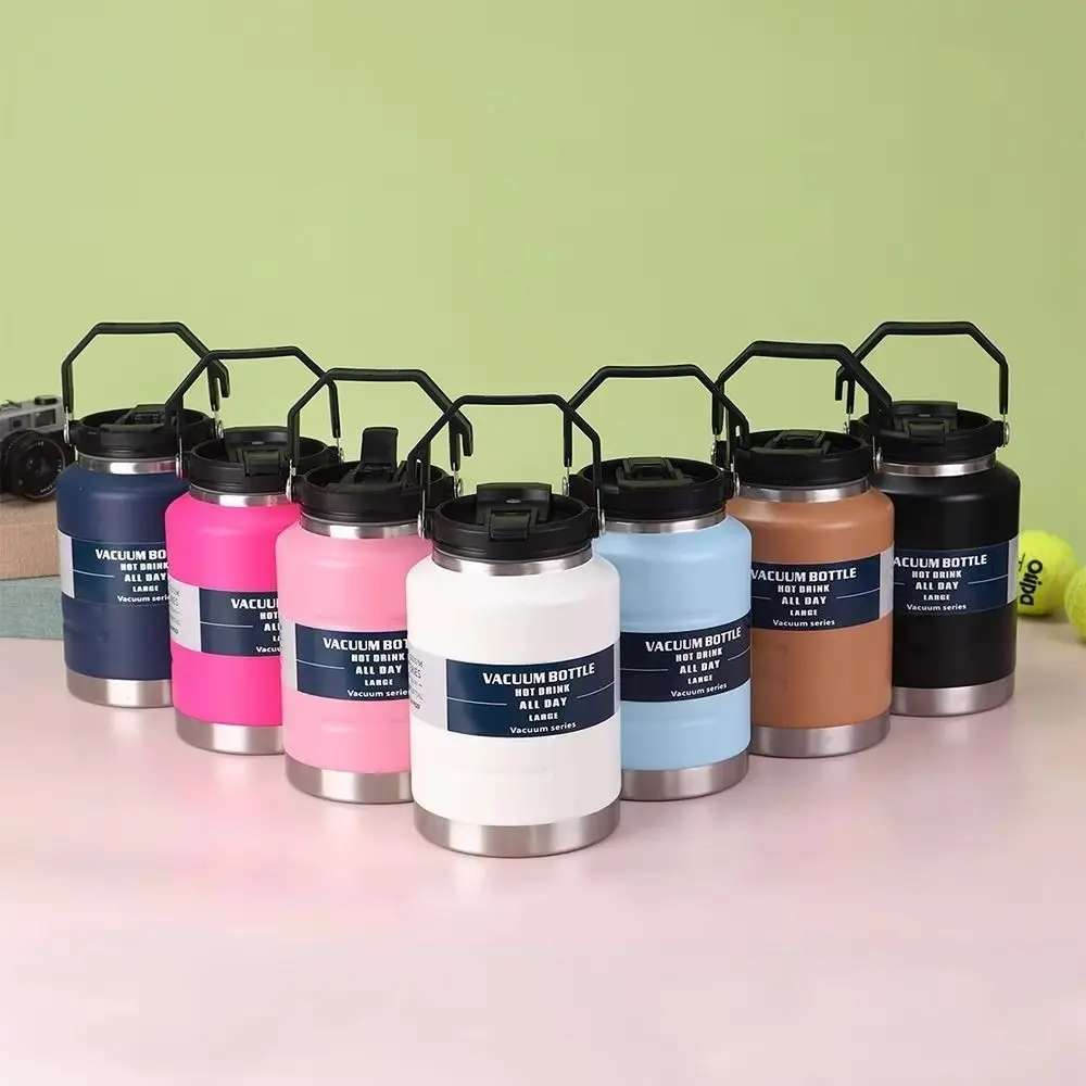 Versatile 2L Thermal Water Bottle Portable with Handle Coffee Travel Mug Large Capacity Leak-proof Drinks Bottle Outdoor