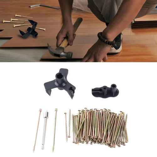 Kit de reparación de suelos de madera, chirrido debajo de la alfombra, No más suministros para proyectos de carpintería con 5 herramientas, 50 tornillos