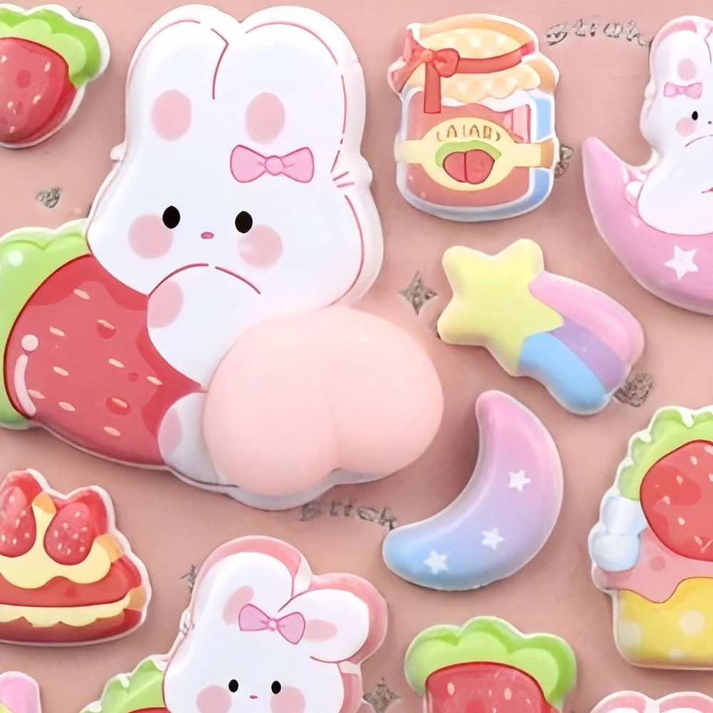 

1pcs Cartoon Cute Anime Animals Puffy Relief Stickers Funny Pinchable Buttocks Bubble Reward Sticker Kawaii Decoration Toys Gift