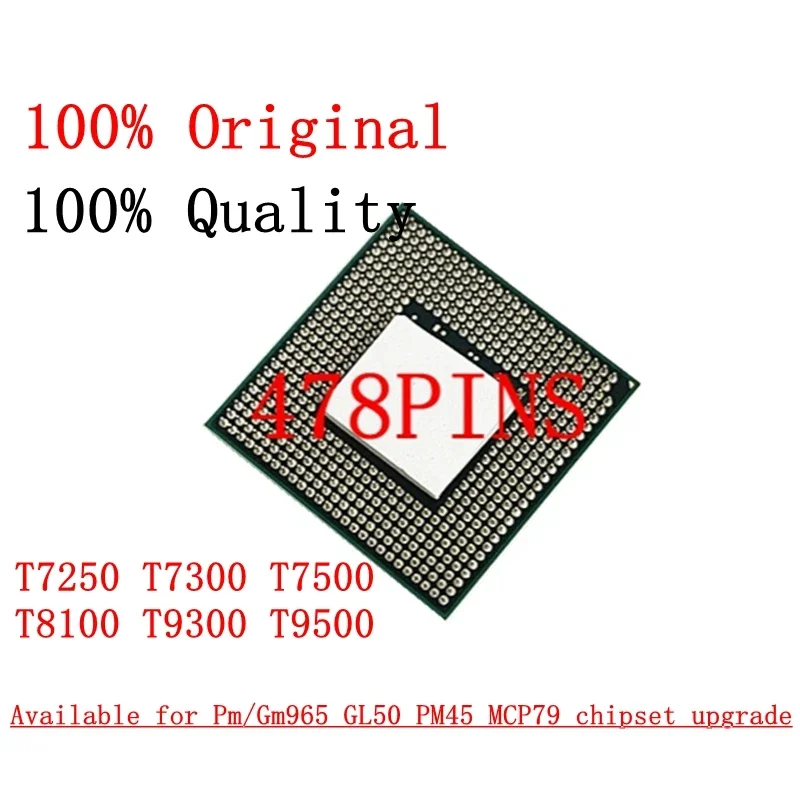 T7250 T7300 T7500 T8100 T9300 T9500 Available for Pm/Gm965 GL50 PM45 MCP79 chipset upgrade PGA478 Notebook Laptop CPU