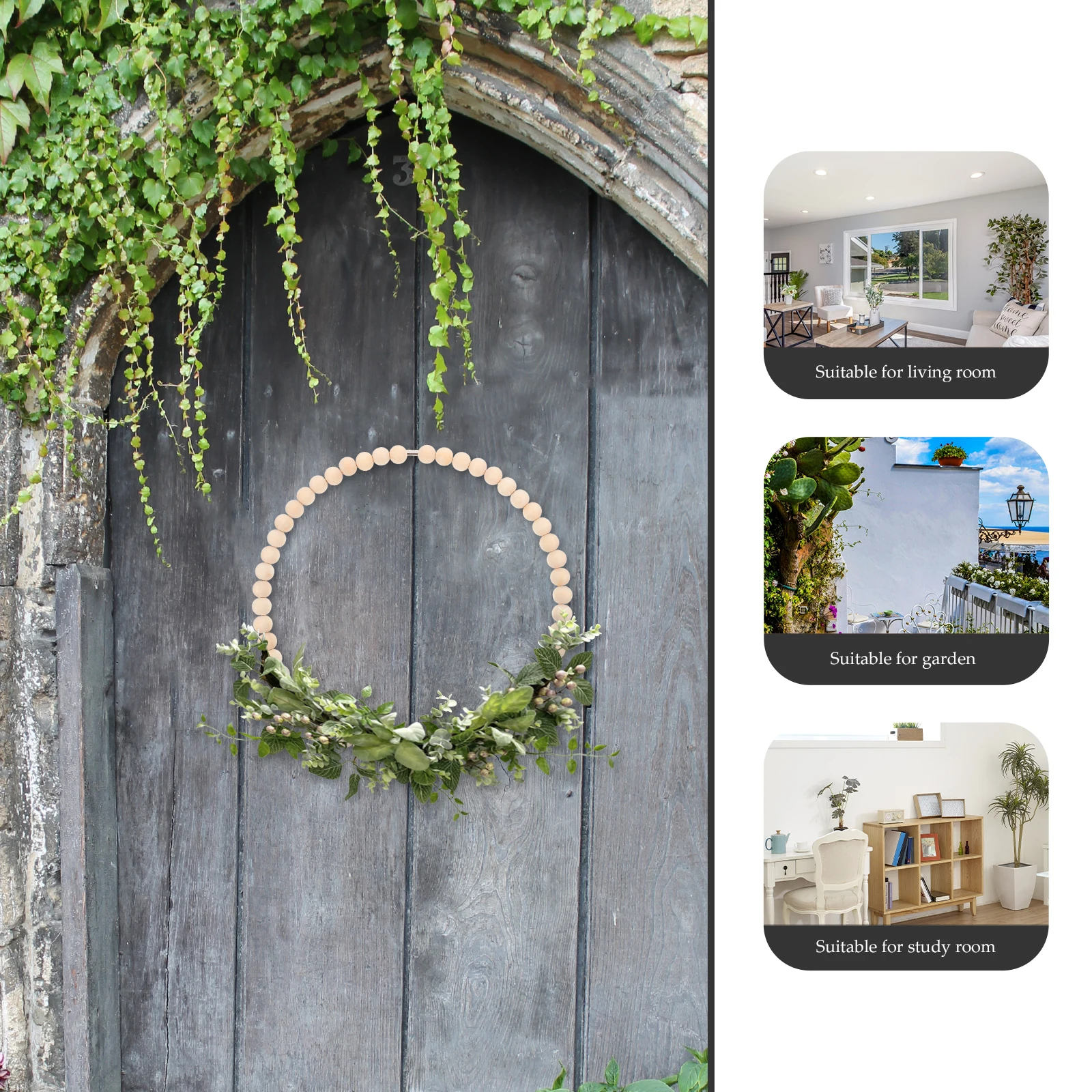 

2pcs Beaded Decor Round Rustic Wall Hanging Ornament Outdoor Indoor Home Wedding Party Bedroom Living Room Beaded Circle Wall