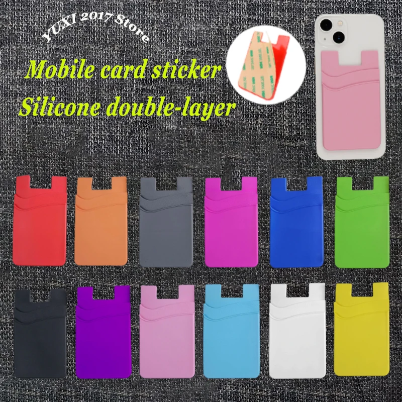 Hot Selling Silicone Double-layer Phone Card Holder Fashionable Phone Backpack Ultra-thin ID Card Holder Sticker Wallet