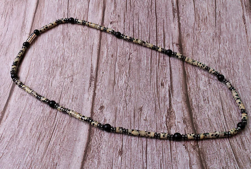 Men Beaded Choker Necklace Natural Stone With Hematite Tribal Jewelry Surfer Necklace For Mens Dropshipping