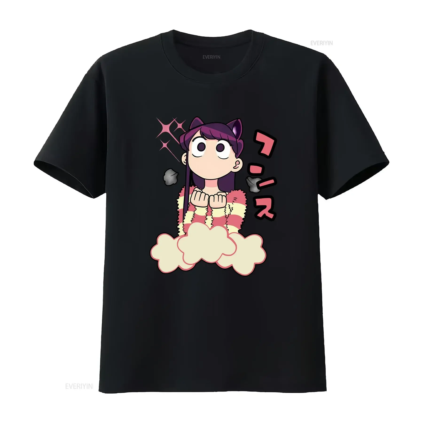 Komi San Can't Communicate T Shirt Hitohito Omoharu Ren Waifu vintage Washed Slightly fashion homme Breathable Casual vintage