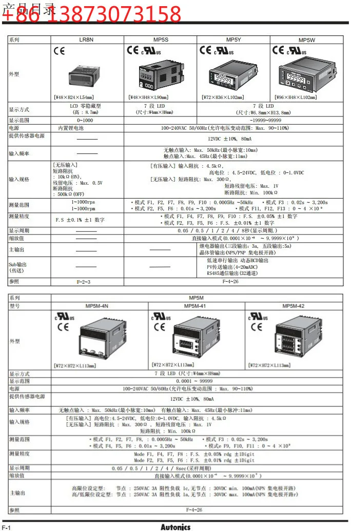 Tachometer MP5W-4N MP5Y-4N MP5S-4A 41-49