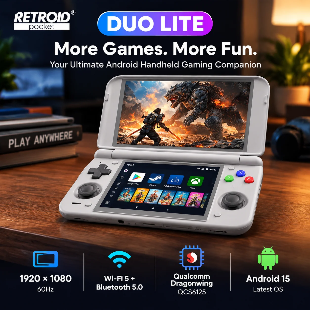 Retroid Pocket Duo Lite Dual Screen Handheld Game Console 5.5 Inch LCD HD Portable Flip Android Game Player For Entertainment