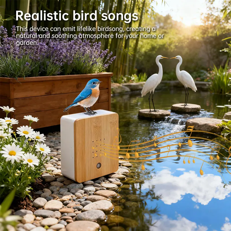 Wooden Birdybox Sunbeam Modern Nature Sound Box Relaxing Bird Sensor Sound Tool Cheerful Customizable Motion Concert Relax