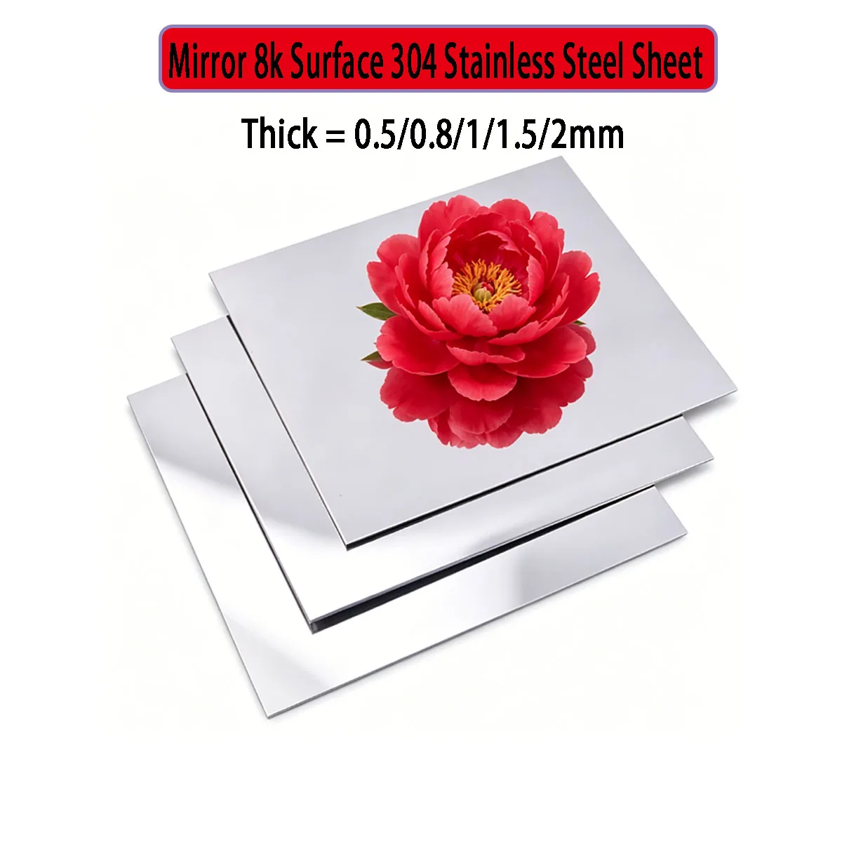 

304 Stainless Steel Sheet 8K Mirror Polished Plate 0.5/0.8/1/1.5/2mm Thick High Gloss Finish Panel