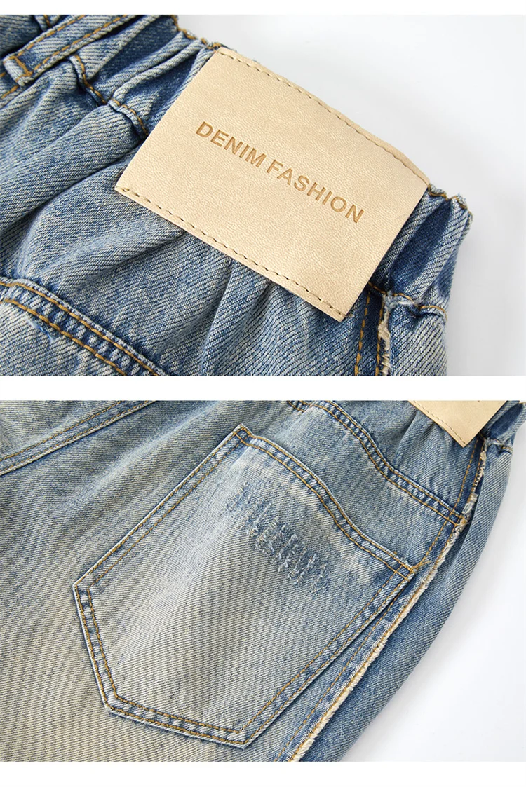 Frühlings- und Herbst-Jeans für Kinder und Jugendliche, Stylische Lose Gerade Hosen für Jungen im Europäisch-Amerikanischen Stil, Hochgeschnittene Baumwoll-Denim-Hosen – Detail 11