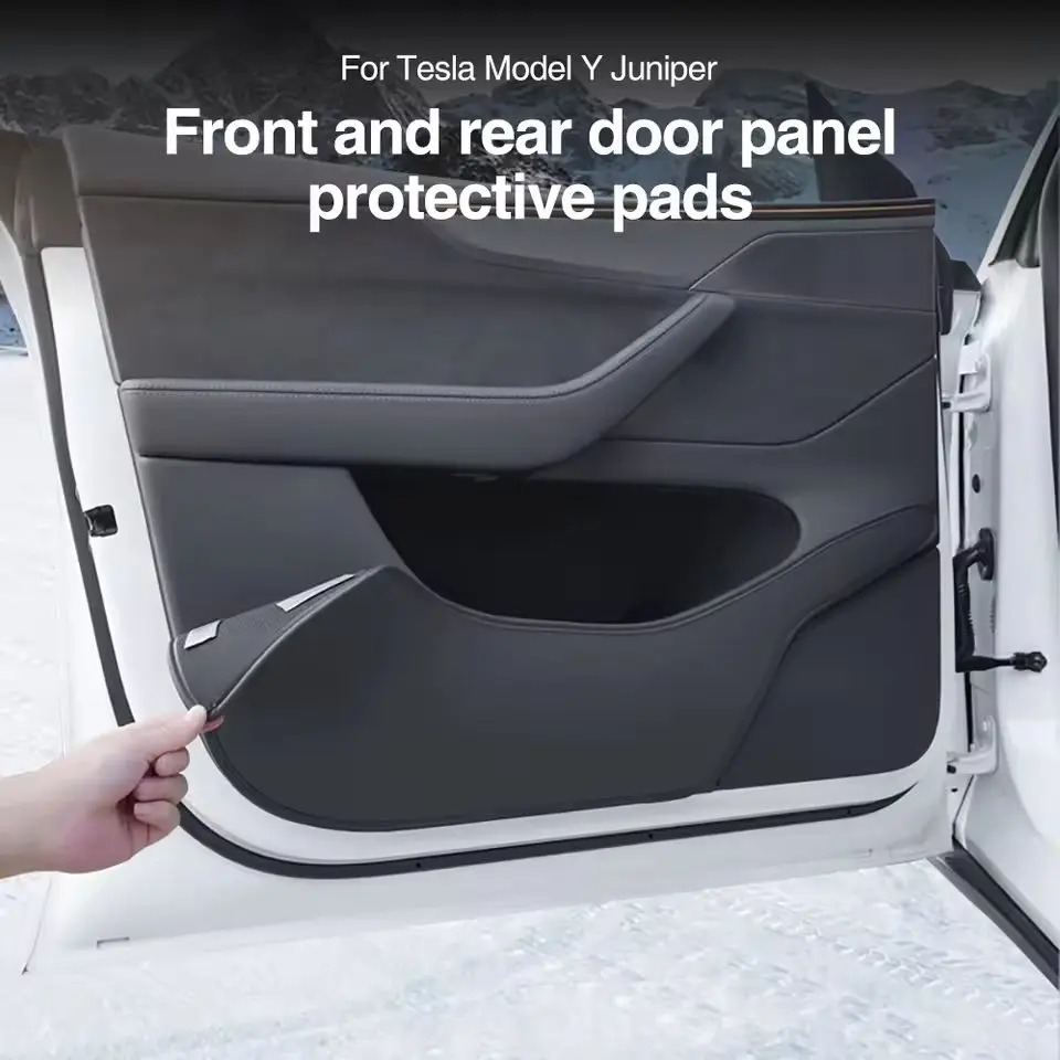 Door Side Panel Protection Pad For Tesla ModelY Juniper2025 Car Door Anti Kick Pad PULeather Front and Rear Interior Accessories