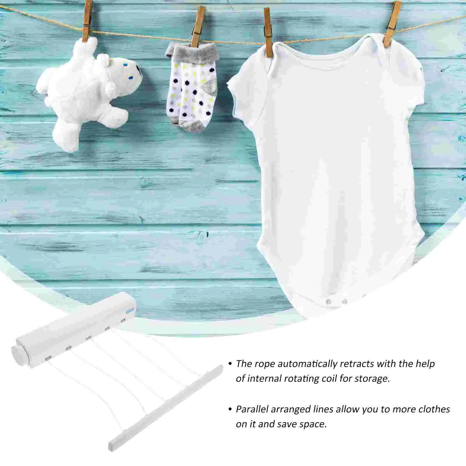 Retractable Clothesline 4-Line Clothes Drying Rack Portable Laundry Dryer for Indoor and Outdoor Use (Random Color)