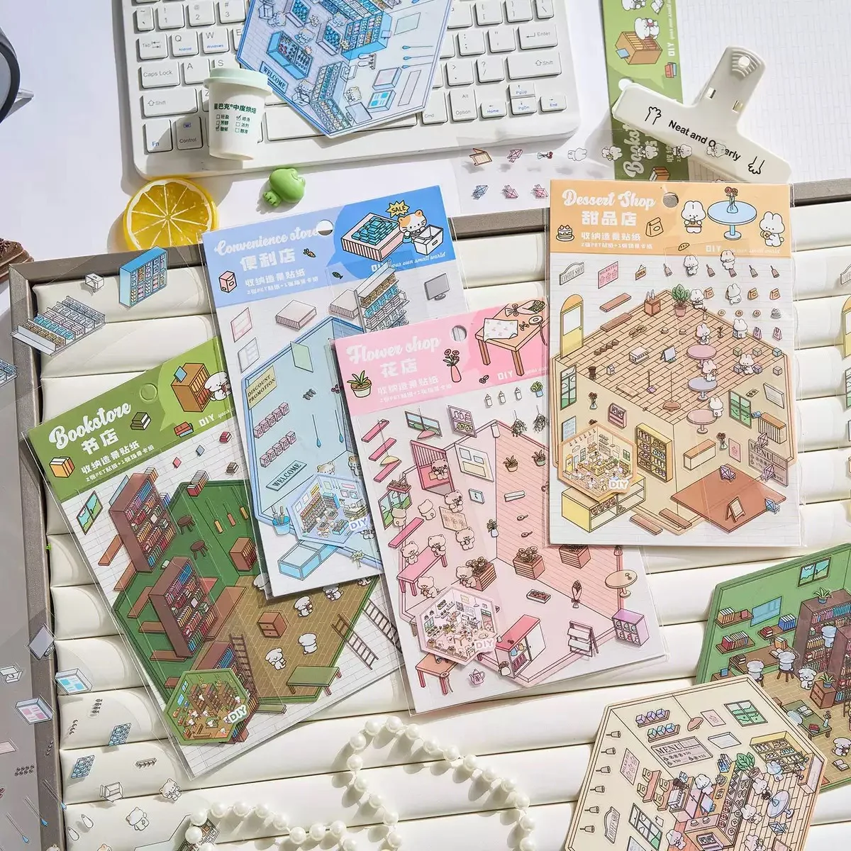 Kawaii كابيبارا ثلاثية الأبعاد المناظر الطبيعية ملصق الكرتون مشهد مصغر التراص البصرية ثلاثي الأبعاد لطيف ملصق يدوي الصنع هدية الكريسماس