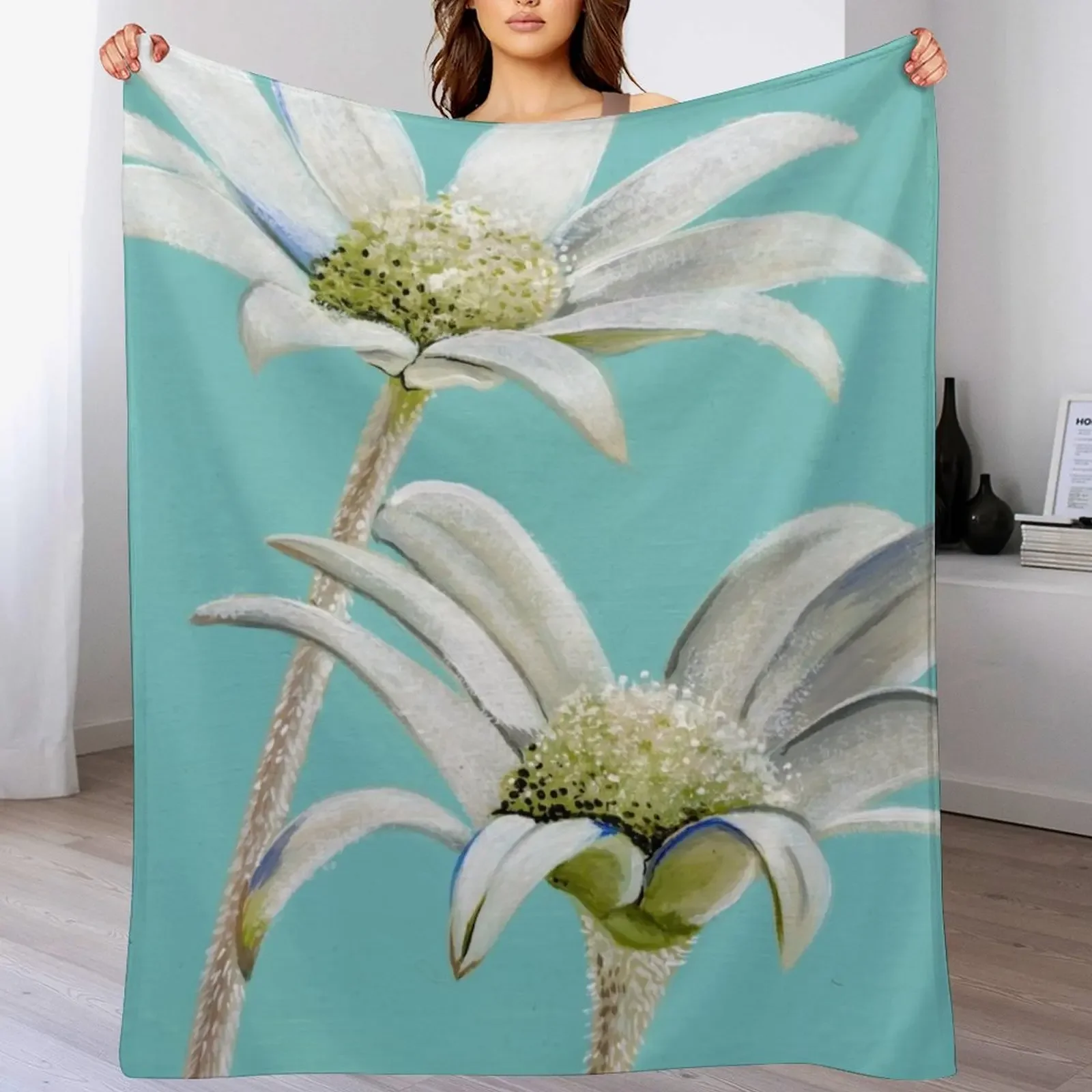 

Fancy Flannel Flowers Throw Blanket Soft Warm Blanket Gift for Men Women Adults