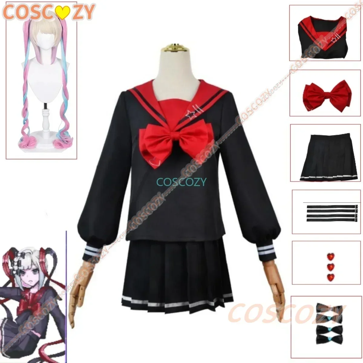 Needy Girl Overdose Kangle Cosplay Costume Wig Game Needy Girl Overdose Black JK Cosplay KAnge Black School Uniform Skirt Set