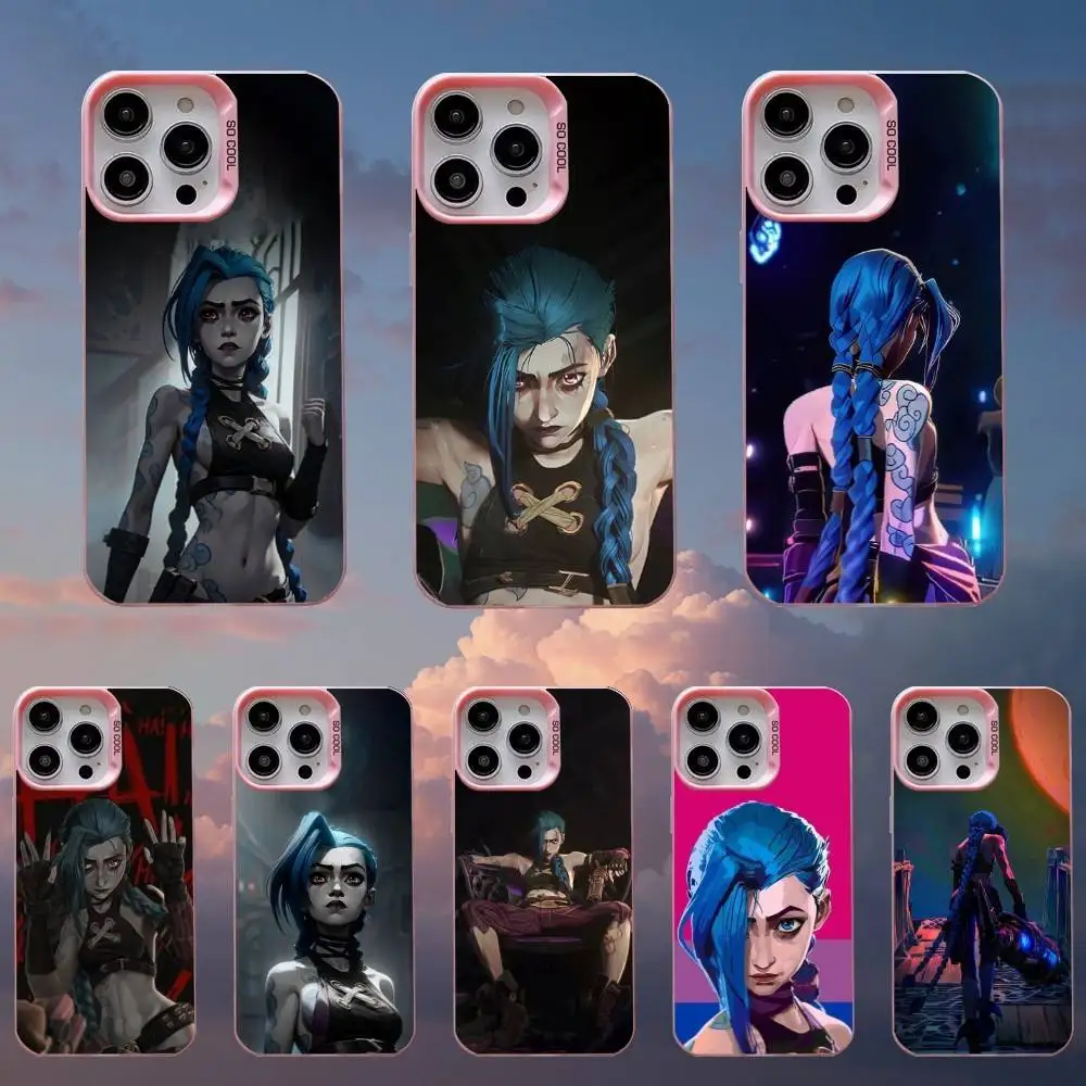 

League of Legends J-Jinx Game Phone Case For iPhone 16,15,14,13,12,11,Mini,Pro,SE,MAX Pink Matte Silicone Cover