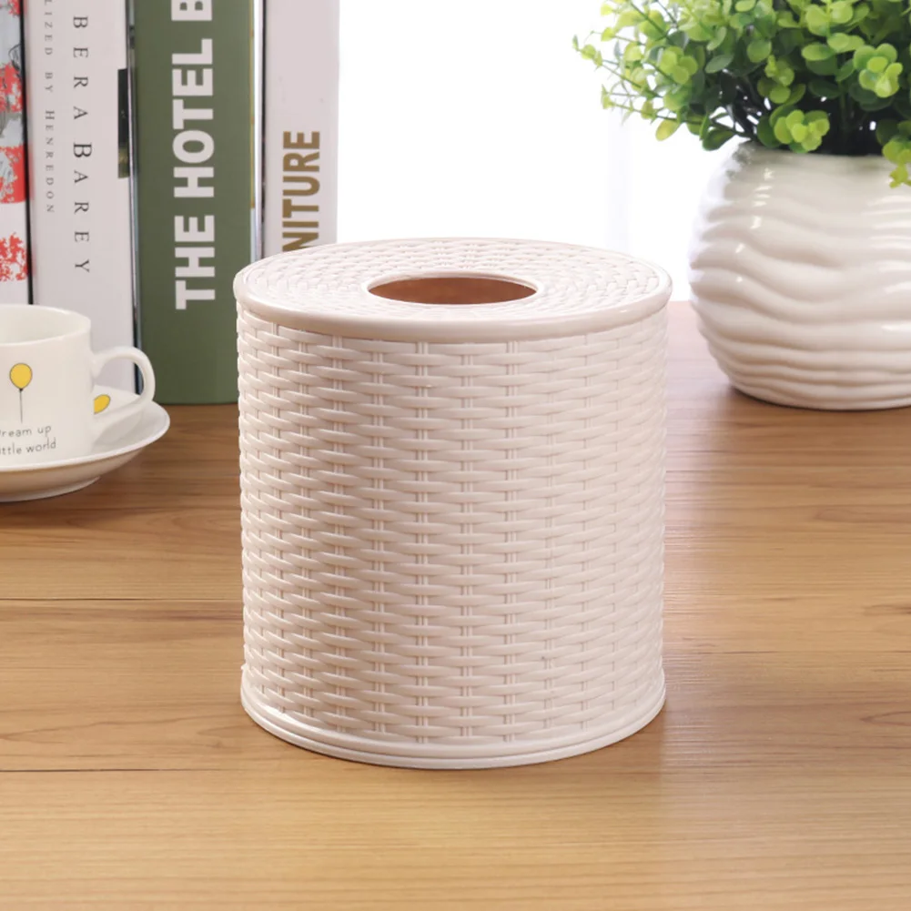 Plastic Tissue Box Holder Kitchen Living Room Simulation Rattan Tissue Storage Box Toilet Bathroom Roll Paper Rack Container