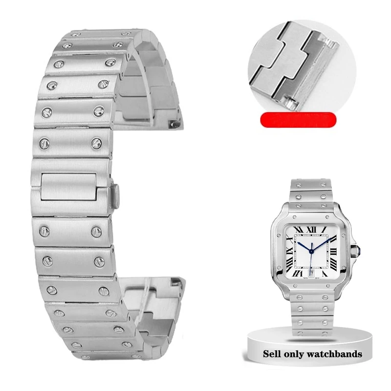 

21 мм серебряный ремешок для часов для Carter Seko Santos WHSA0007 WSSA0009 Whsa0010, мужской ремешок для часов, аксессуары для часов из нержавеющей стали, ремешок