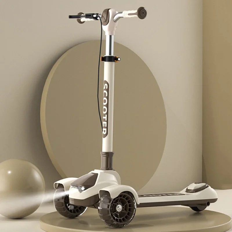 Patinete para niños, jóvenes y adultos con freno de mano, patinete plegable de 3 ruedas con luces, ciclismo urbano para edades de 5 a 18 años.