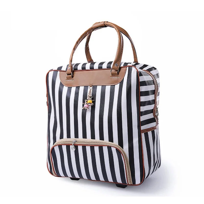 weekend Bag Women Trolley Luggage Rolling Suitcase Brand Casual Stripes Rolling Case Travel Bag on Wheels carry ons Suitcase