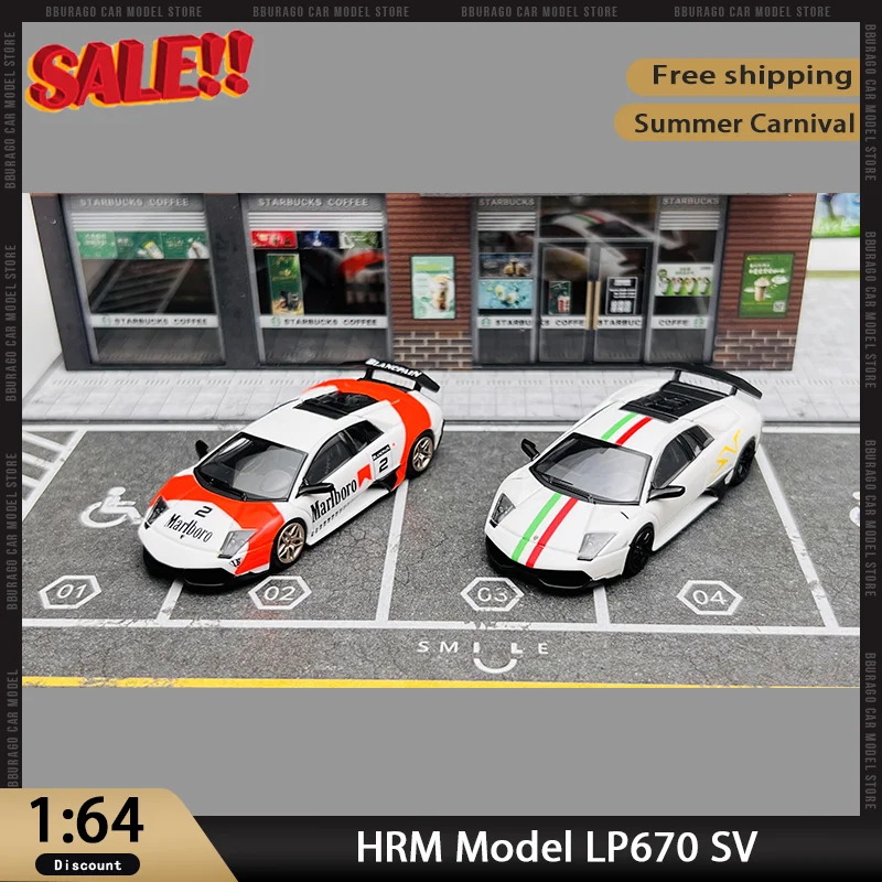 

HRM High Rev Model 1:64 Lamborghini LP670 SV Style Alloy Diecast Car, Super Veloce Sports Model Collection Gift for Christmas
