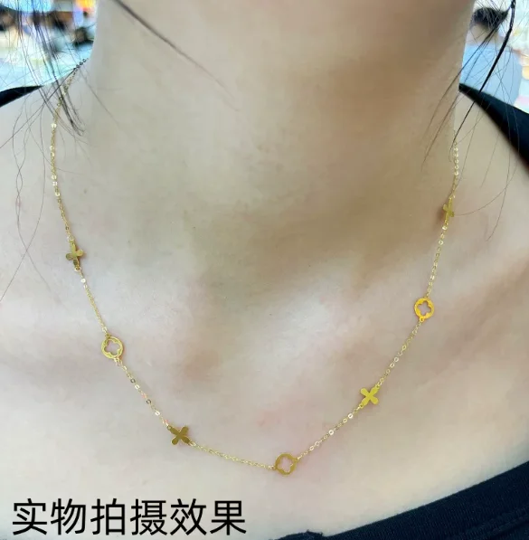 au750 jewelry real gold 18k chain necklaces for women fine gold necklace 40-45cm adjustable