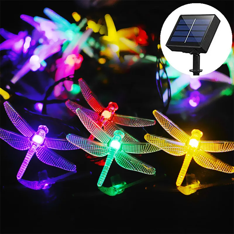 

Christmas Solar Dragonfly String Lights Fairy Lights Garland Holiday Lighting Outdoor Wedding Garden Tree Patio Party Decoration
